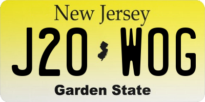 NJ license plate J20WOG