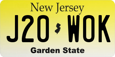 NJ license plate J20WOK