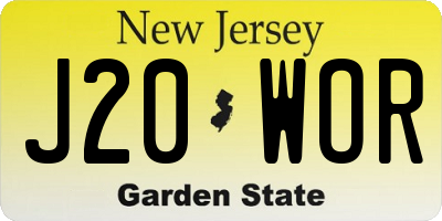 NJ license plate J20WOR