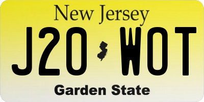 NJ license plate J20WOT