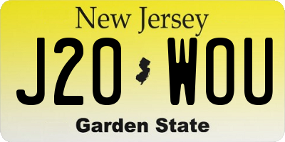 NJ license plate J20WOU