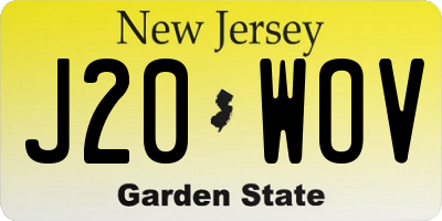 NJ license plate J20WOV