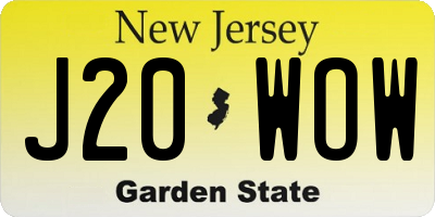 NJ license plate J20WOW
