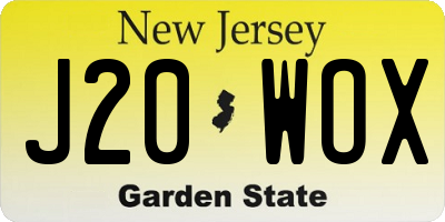 NJ license plate J20WOX