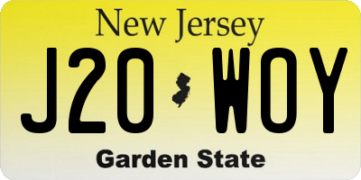 NJ license plate J20WOY