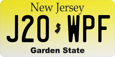 NJ license plate J20WPF