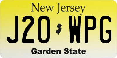 NJ license plate J20WPG