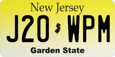 NJ license plate J20WPM