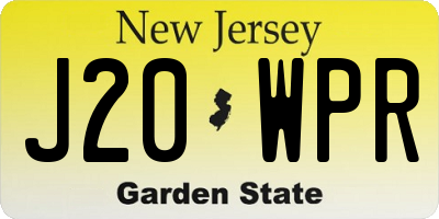NJ license plate J20WPR