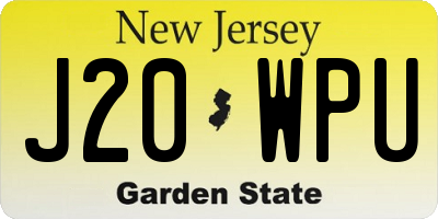 NJ license plate J20WPU