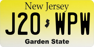 NJ license plate J20WPW