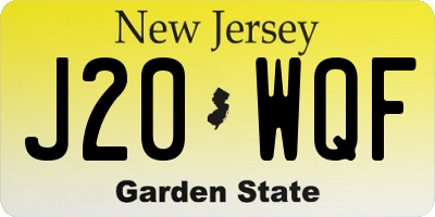 NJ license plate J20WQF