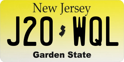 NJ license plate J20WQL