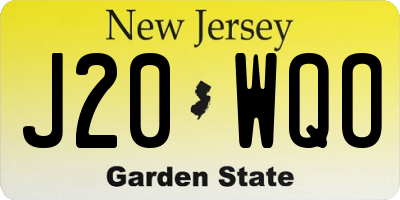 NJ license plate J20WQO