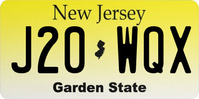 NJ license plate J20WQX