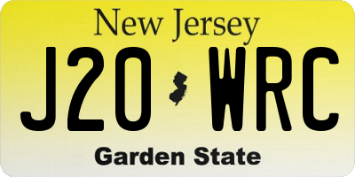 NJ license plate J20WRC