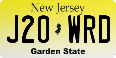 NJ license plate J20WRD
