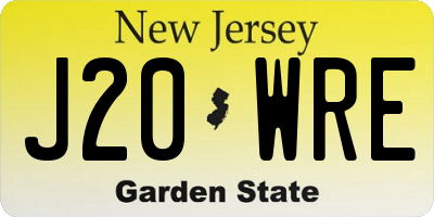 NJ license plate J20WRE