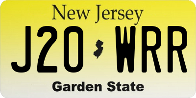 NJ license plate J20WRR