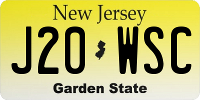 NJ license plate J20WSC