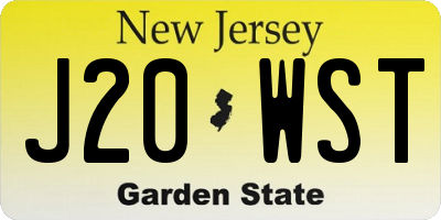 NJ license plate J20WST