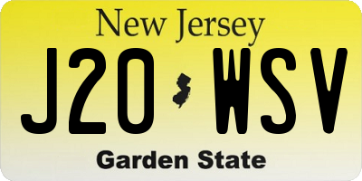 NJ license plate J20WSV