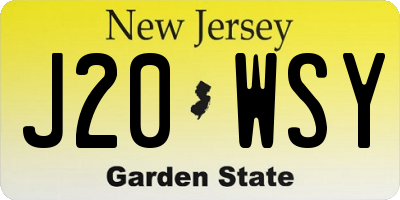 NJ license plate J20WSY