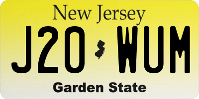 NJ license plate J20WUM