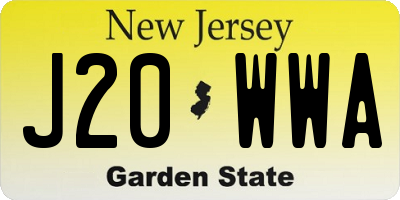 NJ license plate J20WWA