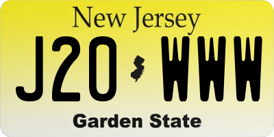 NJ license plate J20WWW