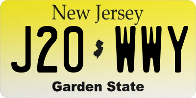 NJ license plate J20WWY