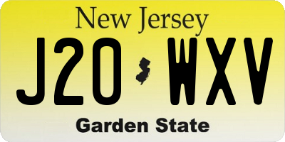 NJ license plate J20WXV