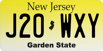 NJ license plate J20WXY