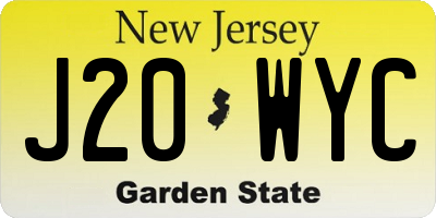 NJ license plate J20WYC