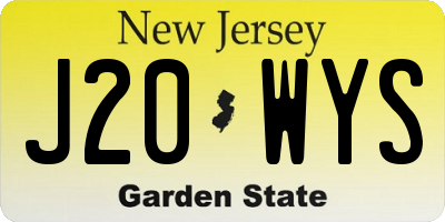 NJ license plate J20WYS