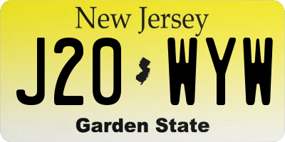NJ license plate J20WYW