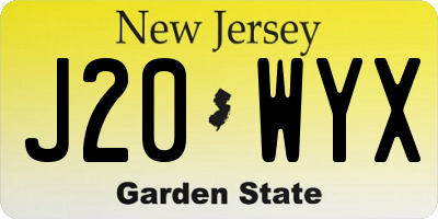 NJ license plate J20WYX