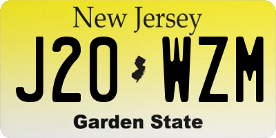 NJ license plate J20WZM