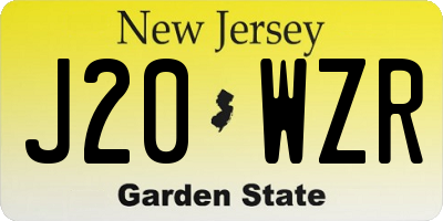 NJ license plate J20WZR