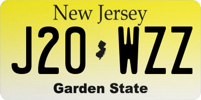 NJ license plate J20WZZ