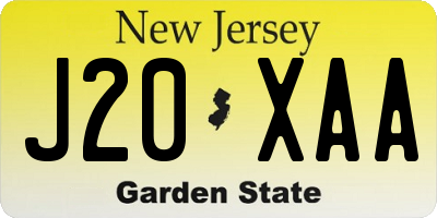 NJ license plate J20XAA
