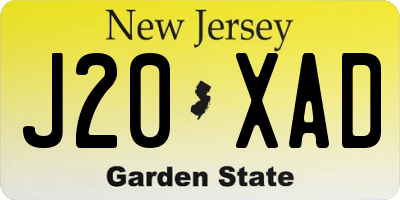 NJ license plate J20XAD