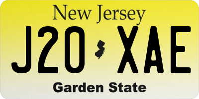 NJ license plate J20XAE