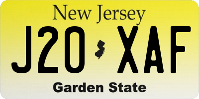 NJ license plate J20XAF