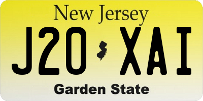 NJ license plate J20XAI