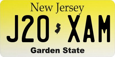 NJ license plate J20XAM