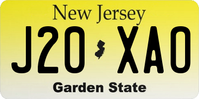 NJ license plate J20XAO