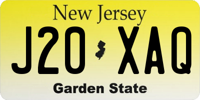 NJ license plate J20XAQ