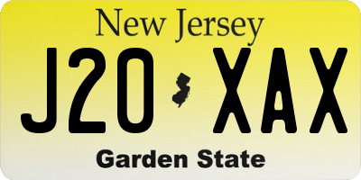 NJ license plate J20XAX