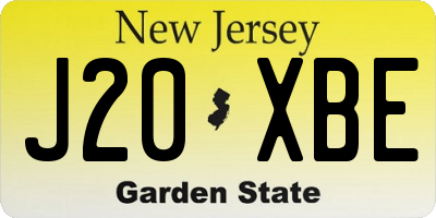 NJ license plate J20XBE